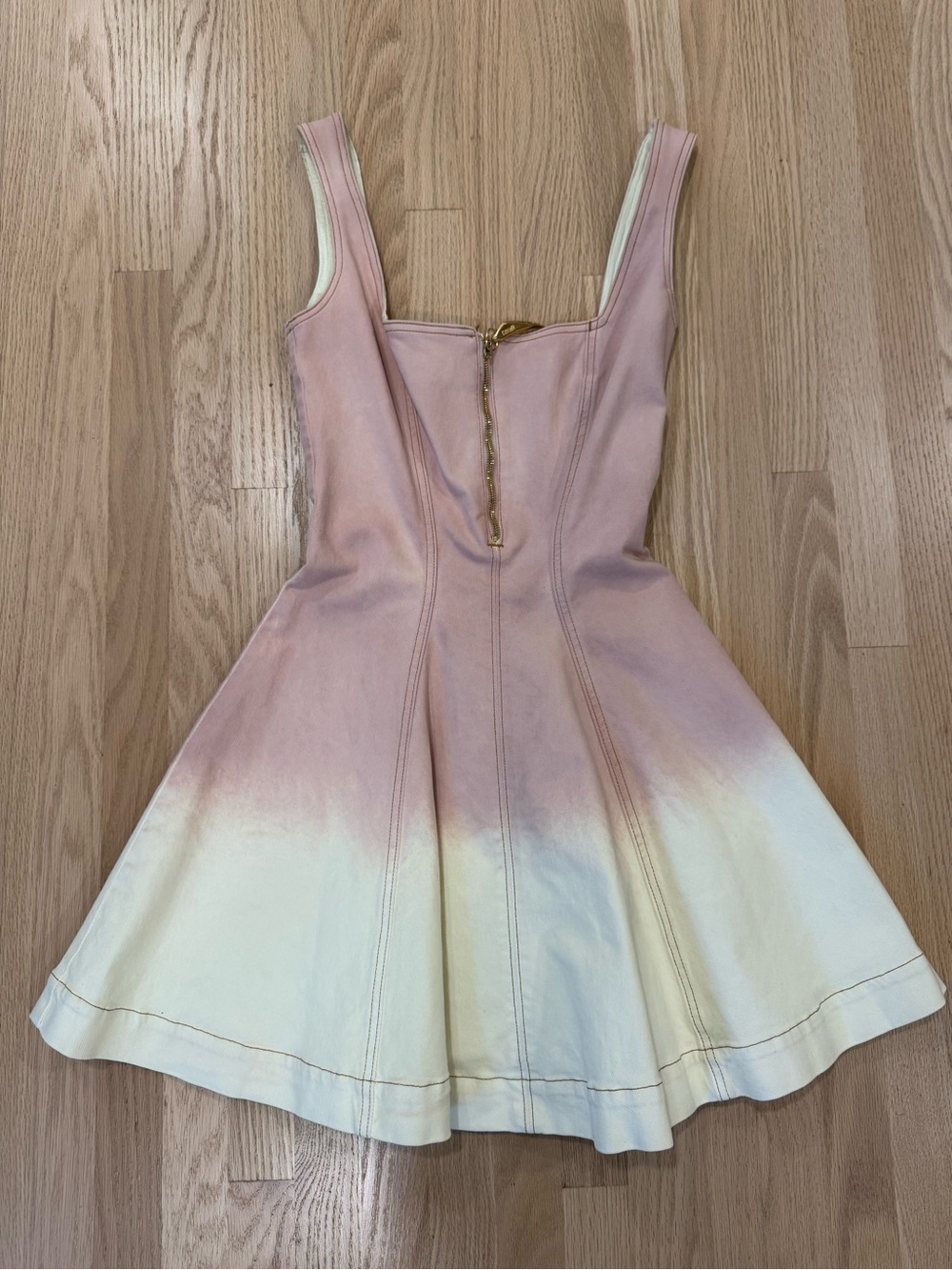 Roberto Cavalli pink/cream Dress with Gold Zip Detail